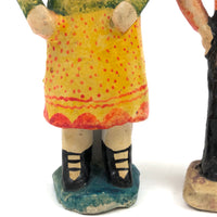 Charming, Colorful Vintage Mexican Folk Art Pottery Couple, Presumed Aurelio Flores