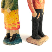 Charming, Colorful Vintage Mexican Folk Art Pottery Couple, Presumed Aurelio Flores