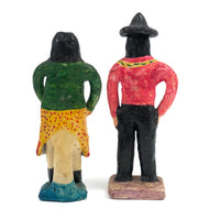 Charming, Colorful Vintage Mexican Folk Art Pottery Couple, Presumed Aurelio Flores