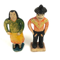 Charming, Colorful Vintage Mexican Folk Art Pottery Couple, Presumed Aurelio Flores