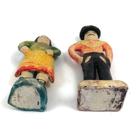 Charming, Colorful Vintage Mexican Folk Art Pottery Couple, Presumed Aurelio Flores