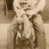 Hugh on Mechanical Horse, Old Cut-in-Half RPPC