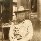 Hugh on Mechanical Horse, Old Cut-in-Half RPPC