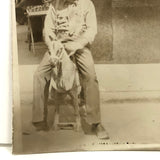 Hugh on Mechanical Horse, Old Cut-in-Half RPPC