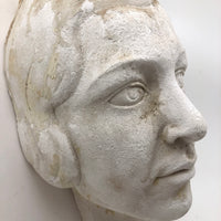 Androgynous Cast Plaster Head with Deep Part and Waved Hair, c. 1930s-40s?