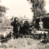 Character-full Homesteaders with Goat-drawn Wagons, Curious c. 1940s RPPC