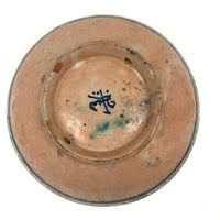 Pretty Hand-painted, Signed Moroccan Bowl in Blue and White with Green Rim