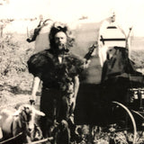 Character-full Homesteaders with Goat-drawn Wagons, Curious c. 1940s RPPC