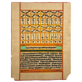 c. 1700 Sanskrit Double-sided Ink and Watercolor Leaf from Horoscope