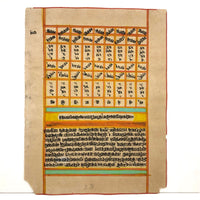 c. 1700 Sanskrit Double-sided Ink and Watercolor Leaf from Horoscope