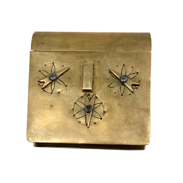 Book Shaped Brass Folk Art / Trench Art Snuff Box with Combination Lock Dials