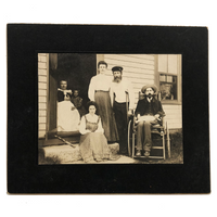 Curious Antique Photograph with Man in Wheelchair, Man on Crutches and Sickly Child