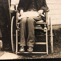 Curious Antique Photograph with Man in Wheelchair, Man on Crutches and Sickly Child