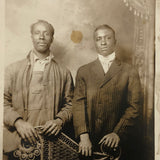 Different Lives, Early 20th C. Portrait of Two Men with Victorian Wicker RPPC