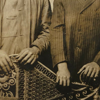 Different Lives, Early 20th C. Portrait of Two Men with Victorian Wicker RPPC