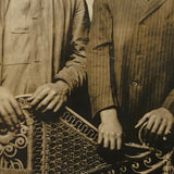 Different Lives, Early 20th C. Portrait of Two Men with Victorian Wicker RPPC