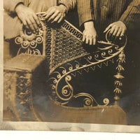 Different Lives, Early 20th C. Portrait of Two Men with Victorian Wicker RPPC