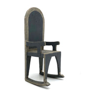 Sweet Little Homemade Miniature Rocker in Blue and Silver-Gray Paint