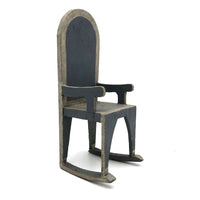 Sweet Little Homemade Miniature Rocker in Blue and Silver-Gray Paint