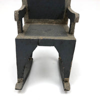 Sweet Little Homemade Miniature Rocker in Blue and Silver-Gray Paint