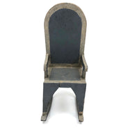 Sweet Little Homemade Miniature Rocker in Blue and Silver-Gray Paint