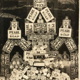 Tower of Soap, Antique Mounted Photo of Epicierie Window Display, Quebec