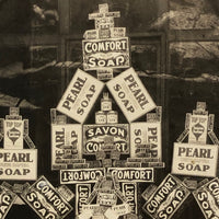 Tower of Soap, Antique Mounted Photo of Epicierie Window Display, Quebec