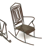 SOLD Trio of Scrap Metal and Wire Folk Art Rocking Chairs