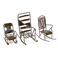 SOLD Trio of Scrap Metal and Wire Folk Art Rocking Chairs