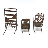 SOLD Trio of Scrap Metal and Wire Folk Art Rocking Chairs