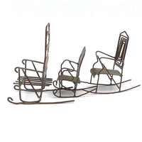 SOLD Trio of Scrap Metal and Wire Folk Art Rocking Chairs