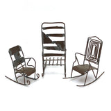 SOLD Trio of Scrap Metal and Wire Folk Art Rocking Chairs