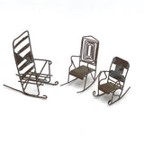 SOLD Trio of Scrap Metal and Wire Folk Art Rocking Chairs