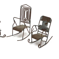 SOLD Trio of Scrap Metal and Wire Folk Art Rocking Chairs