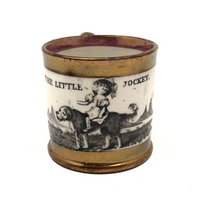 SOLD The Little Jockey, c. 1840s-50s Child's Mug with Copper Lustre