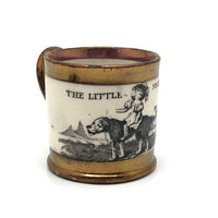 SOLD The Little Jockey, c. 1840s-50s Child's Mug with Copper Lustre