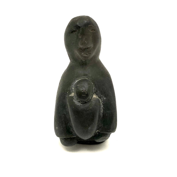 Small Inuit Carved Stone Weary Parent and Child