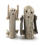 Pair of Inuit Caribou Antler Bone Dolls, Vintage