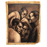 Four Men, Stunning c. 1930s American Regionalism Ink Drawing, F. Robinson