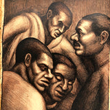 Four Men, Stunning c. 1930s American Regionalism Ink Drawing, F. Robinson