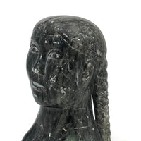 Sam Mikpegak Inuit (Kuujjuarapik) Carved Stone Girl with Braids