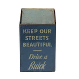 SOLD Keep Our Streets Beautiful, 1950s Buick Advertising Mini Tin Trash Can Give Away