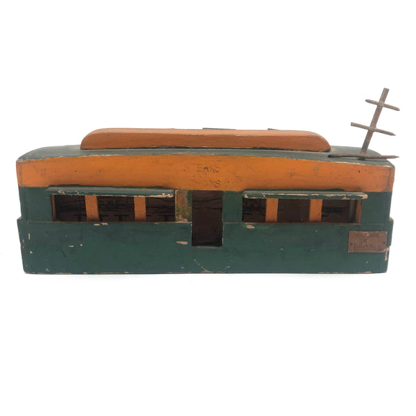 Sweet Old Scratch Made Folk Art Diner Car with Graphite Drawn Interior