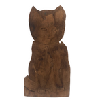 Soulful Kitty, Old Carved Wooden Cutout with Dry Patina