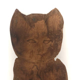 Soulful Kitty, Old Carved Wooden Cutout with Dry Patina