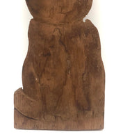 Soulful Kitty, Old Carved Wooden Cutout with Dry Patina