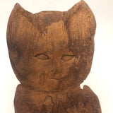 Soulful Kitty, Old Carved Wooden Cutout with Dry Patina