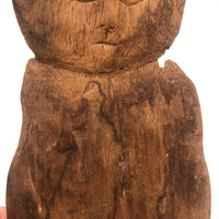 Soulful Kitty, Old Carved Wooden Cutout with Dry Patina