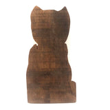 Soulful Kitty, Old Carved Wooden Cutout with Dry Patina