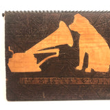 His Master's Voice, c. 1930s. Carved Panel with Nipper and Gramophone and Hanging Chain